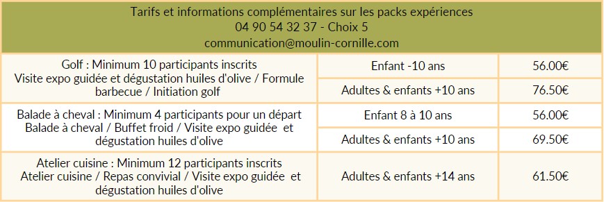 tarifs pack exp