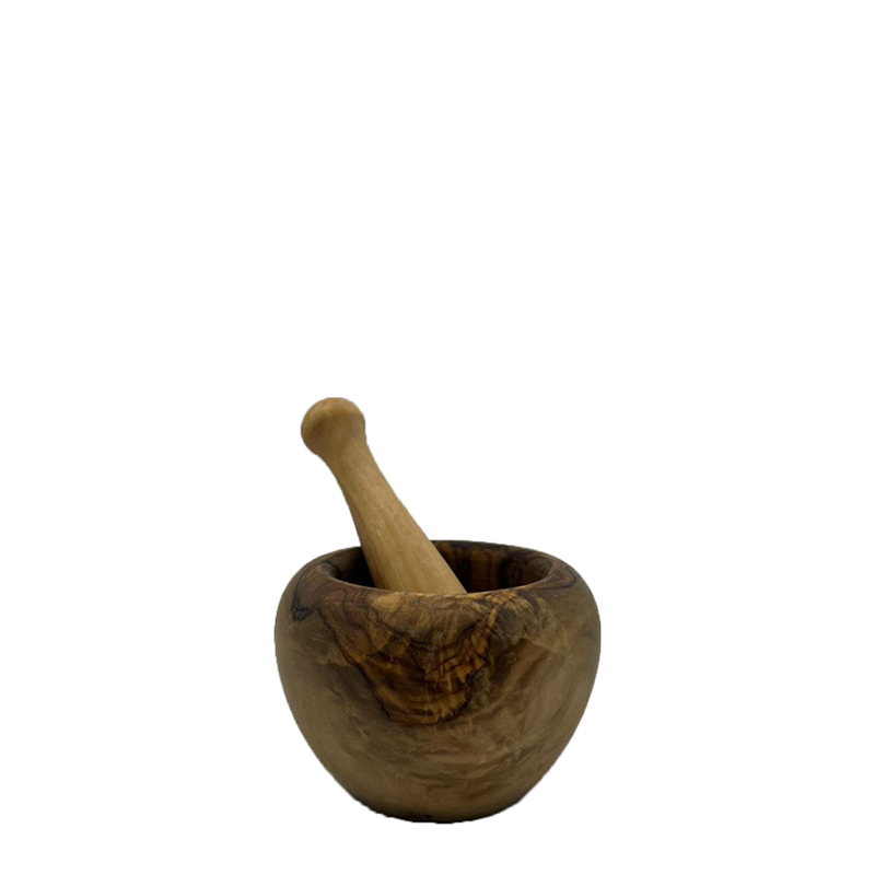 Mortier en bois d’olivier avec pilon